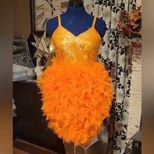 Custom Made Dress. Xs/S, Orange